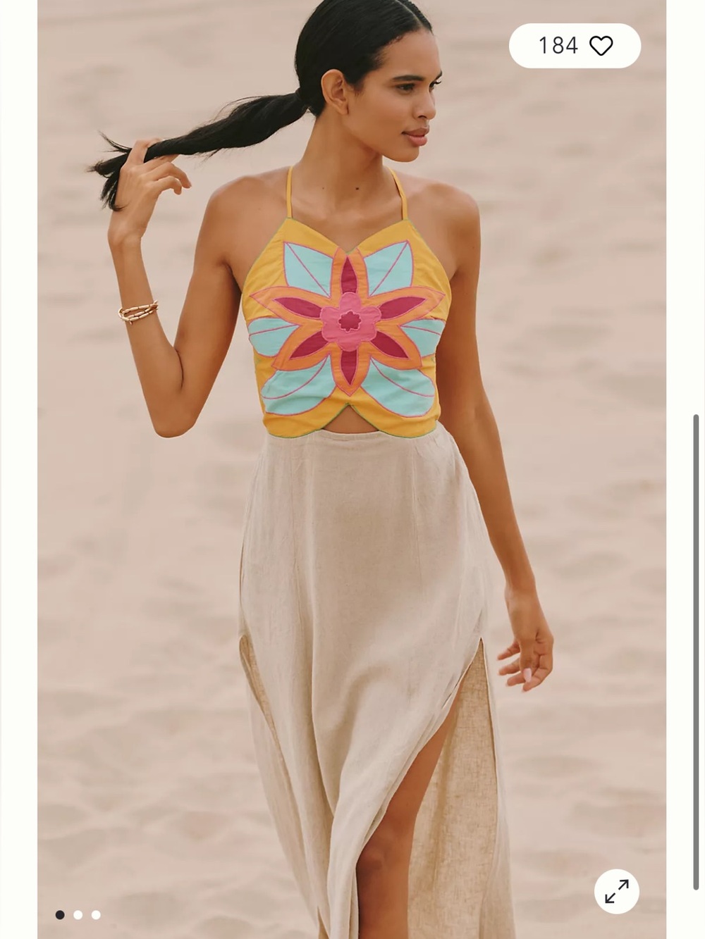 NWT Anthropologie size S  Maxi Dress with Floral Appliqué